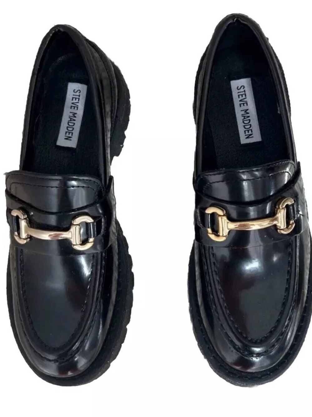 Steve Madden  Lando Loafers with Gold Horsebit, pleather size:6 Good condition